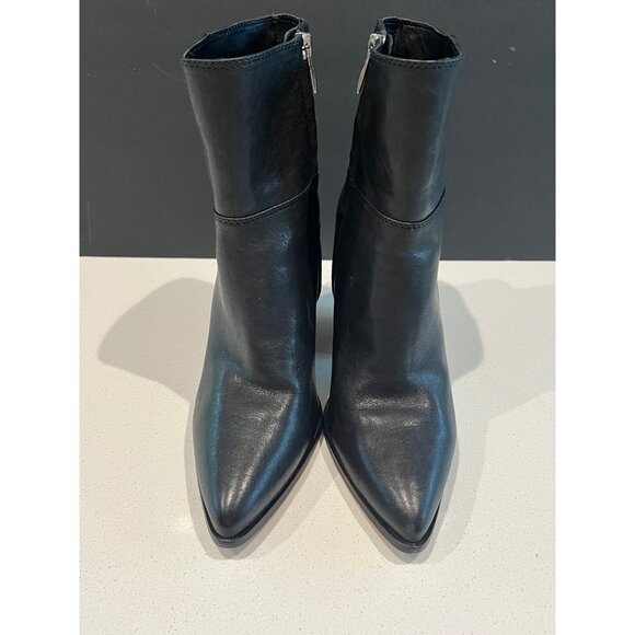 Paige Presley Pointed Toe High Heel Booties In Black Leather size 9 - Picture 3 of 8